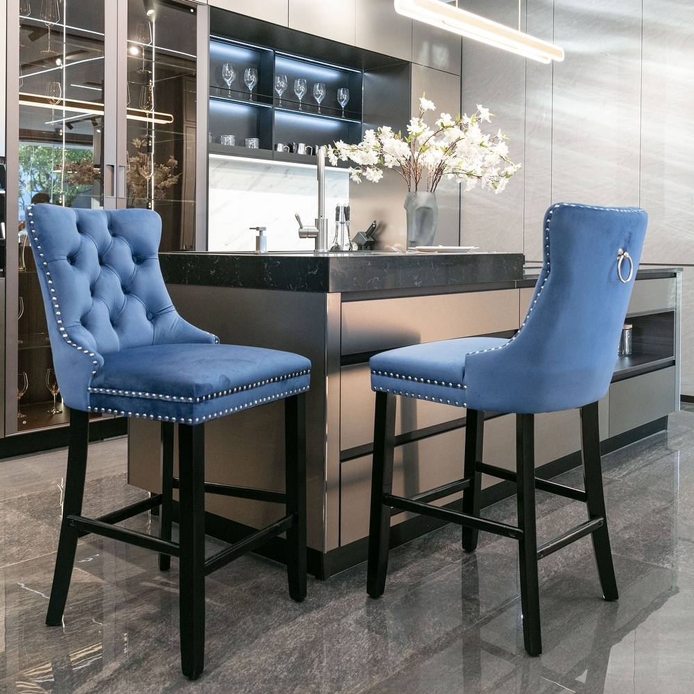 Blue Tufted Counter and Bar Stools Bed Bath Beyond
