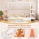 preview thumbnail 19 of 18, Twin Size Montessori Floor House Bed with Detachable Storage Shelves and Clothes Hanging Rack
