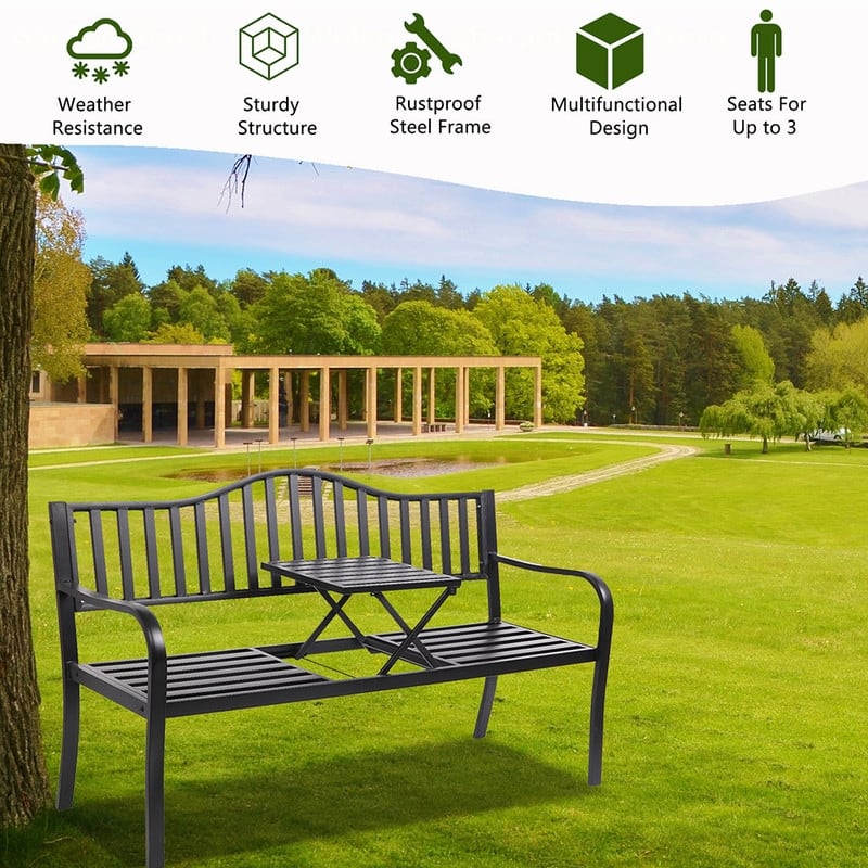 59 in. Outdoor Patio Garden Decorative Cast Iron Bench