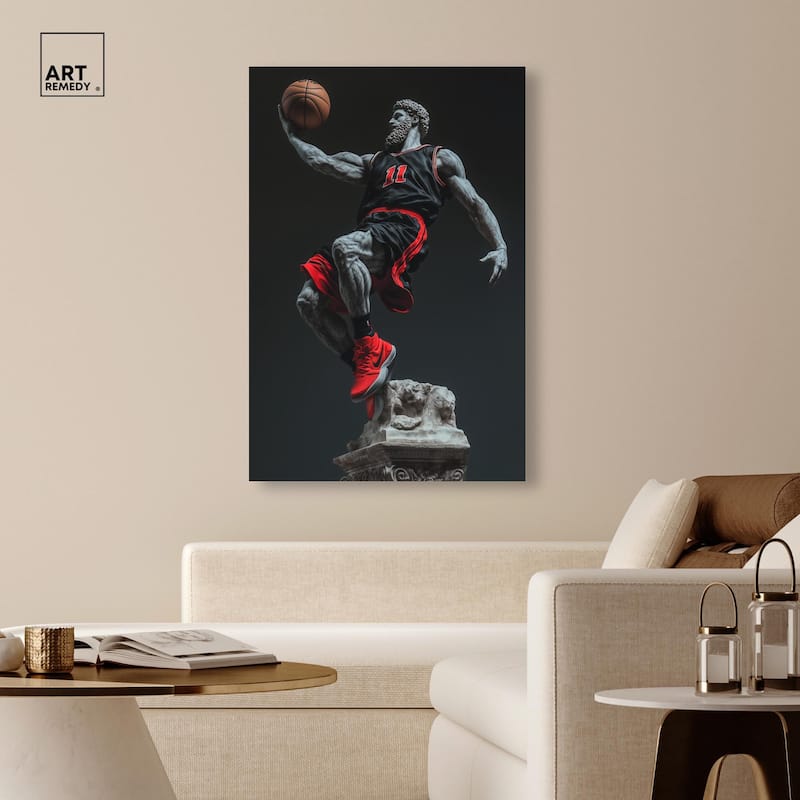 Basketball Sculpture Canvas by Art Remedy, Gallery Wrapped