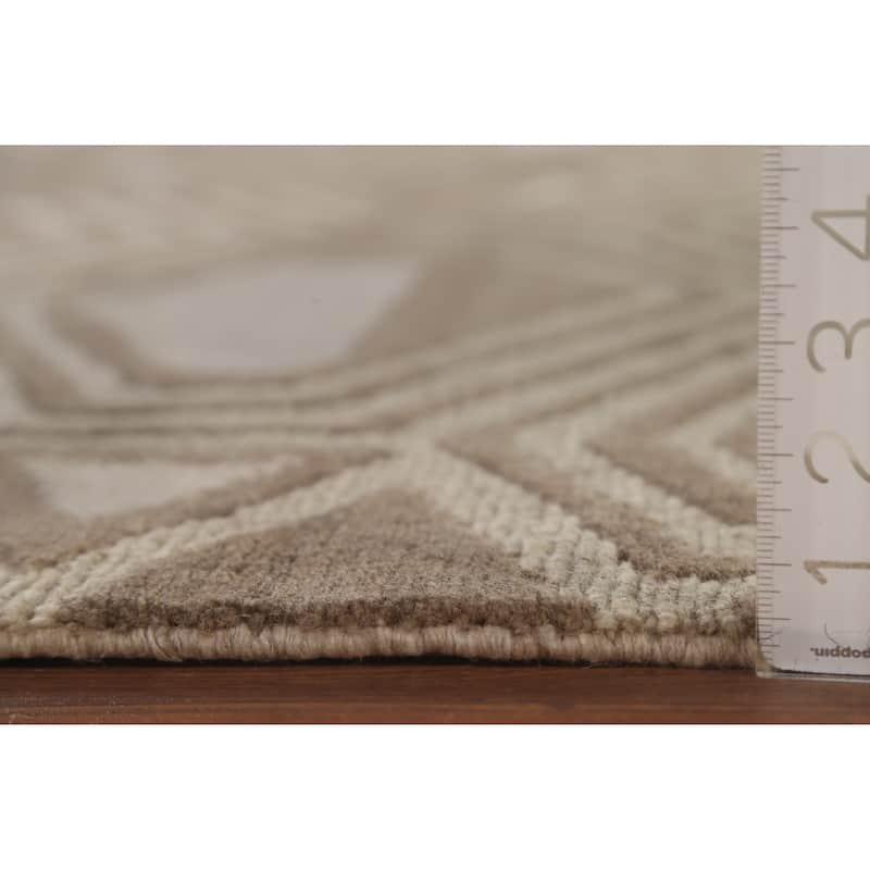 Geometric / Modern Area Rug Handmade Wool Carpet - 8'1"x 9'9"