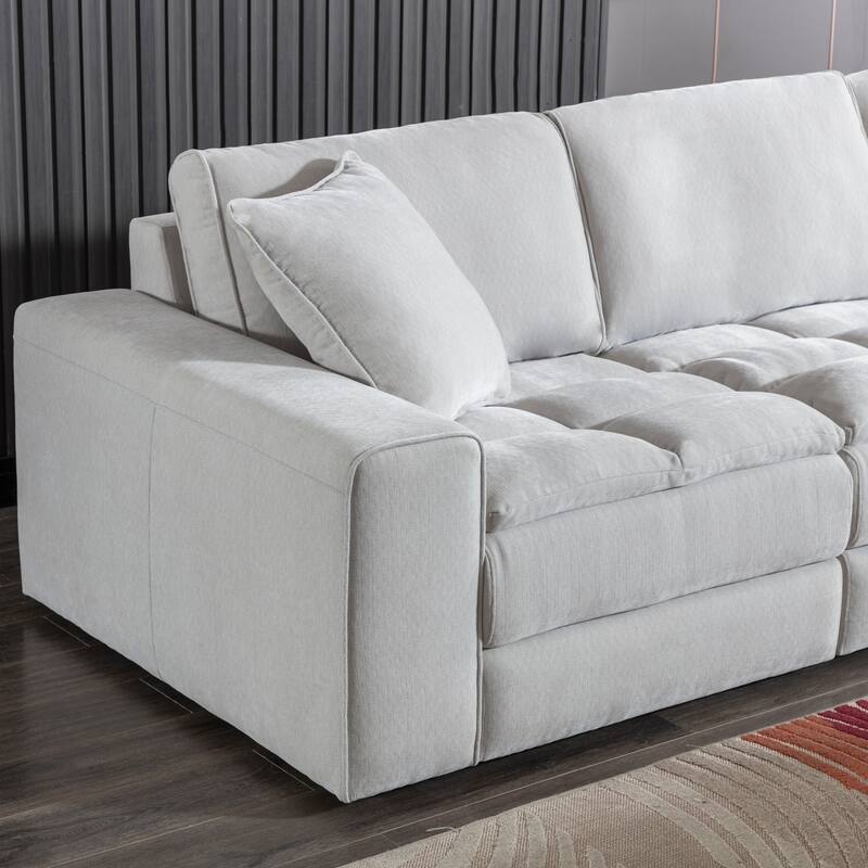 Roundhill Furniture Breton Contemporary Fabric Tufted Chair, Oyster Gray