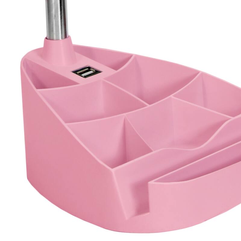 18.5 in. Chrome Finish Table Lamp with Pink Shade, Desk Lamp for Writing and Computer Desks