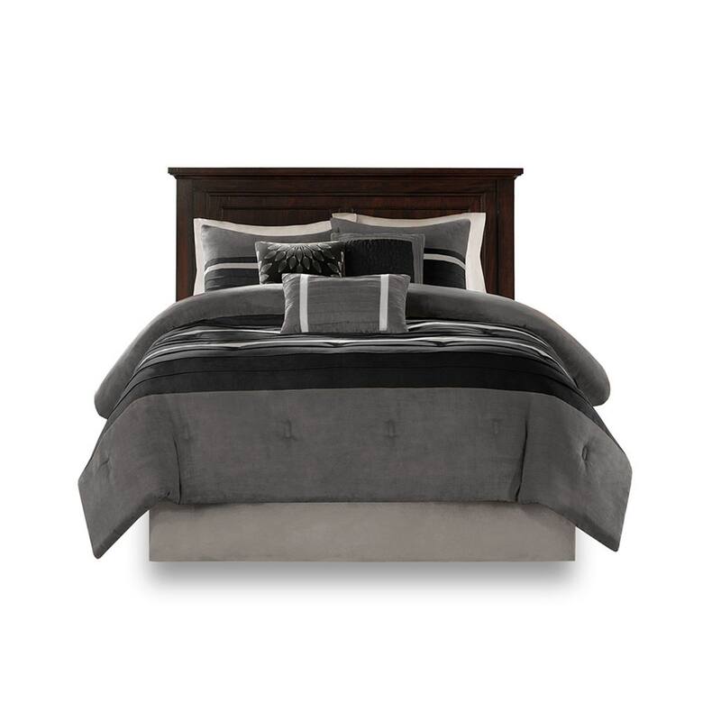 GDF Studio - Palmer 7-Piece Pieced Faux Suede Comforter Set
