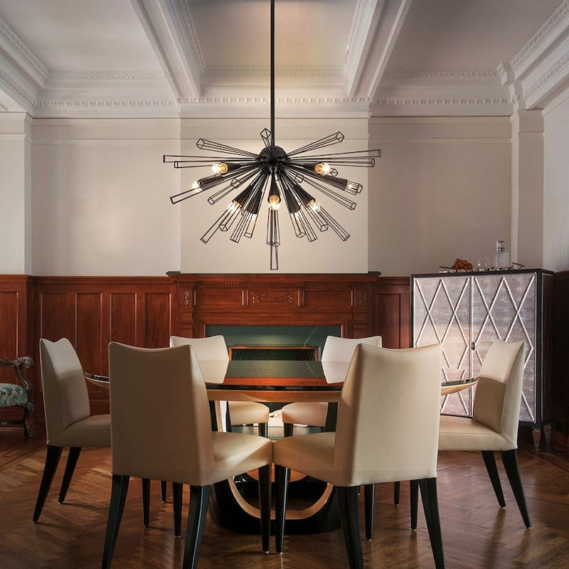 OYIPRO 10-Light 34" W Contemporary Geometric Dandelion Sputnik Sphere Chandelier