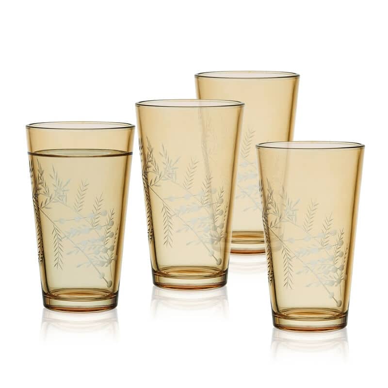 Fitz & Floyd Wildflower Set of 4 Gold Glasses