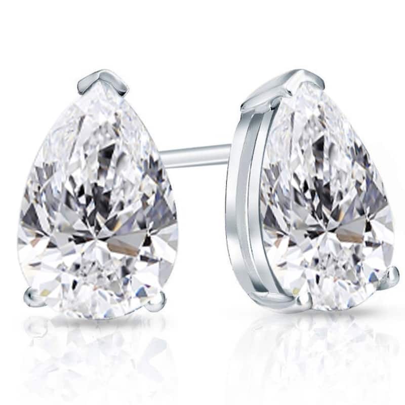 2 Ct Lab Grown Pear Shape Diamond Studs White Gold Earrings