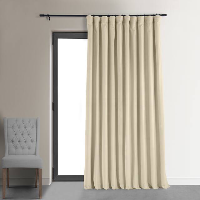 Exclusive Fabrics Ivory Velvet Blackout Extra Wide Curtain (1 Panel) - 100 x 108 - Ivory