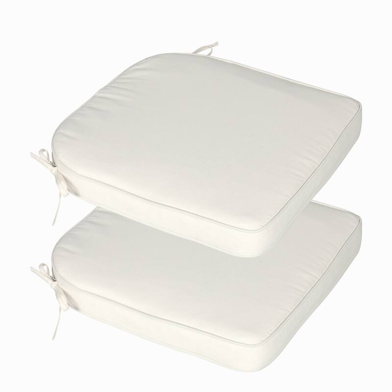 Aoodor Outdoor Dining Chair Cushions Set of 2, Waterproof Patio Furniture Seat Cushions, 18 x 19 inch - 18“x19” - Ivory White
