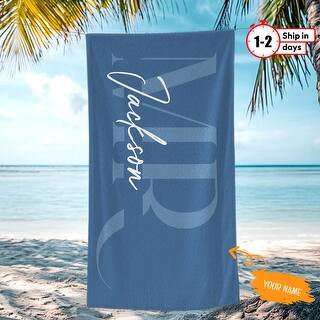 Personalized Beach Towels With Photos - Custom 30x60 Inch Oversized Picture Towel With Name Or Text