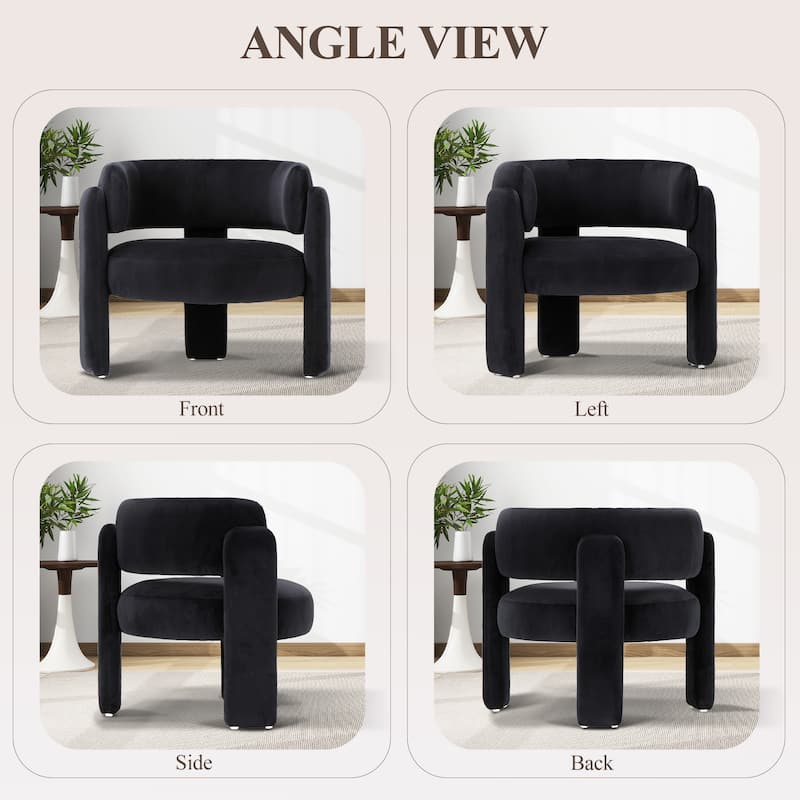 RENEWLINE Modern Velvet Barrel Accent Chair - 3-Leg Design for Living Room, Bedroom
