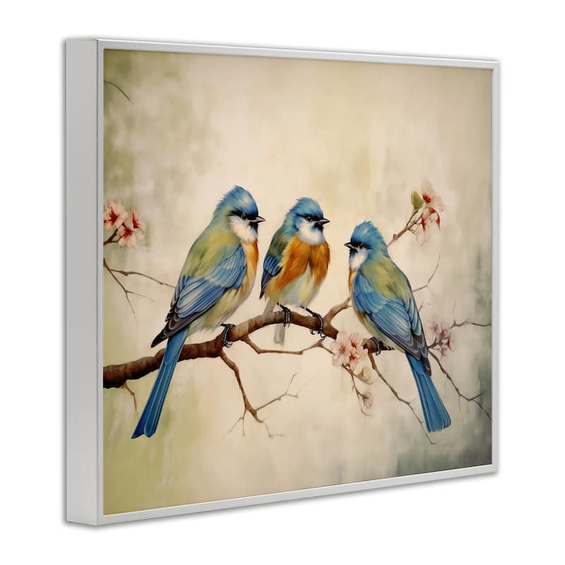 Stupell Bird Trio on Branch Framed Giclee Art Design By Arlington Prints