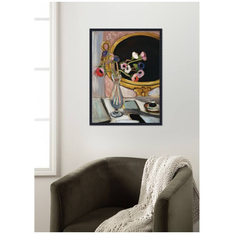 Kate and Laurel Anemones au miroir noir 1919 Henti Matisse by Nostalgia Prints Framed Canvas Wall Art Print