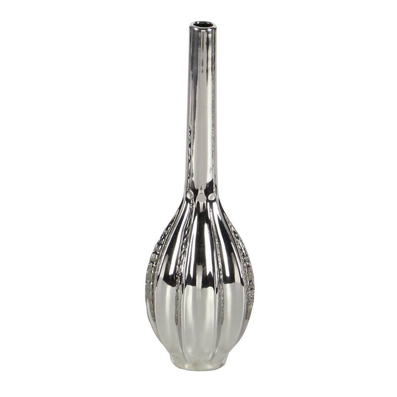 CosmoLiving by Cosmopolitan Sleek Ceramic Glam Vase with Varying Patterns (Set of 3) - Silver, Gold, Dark Blue, White