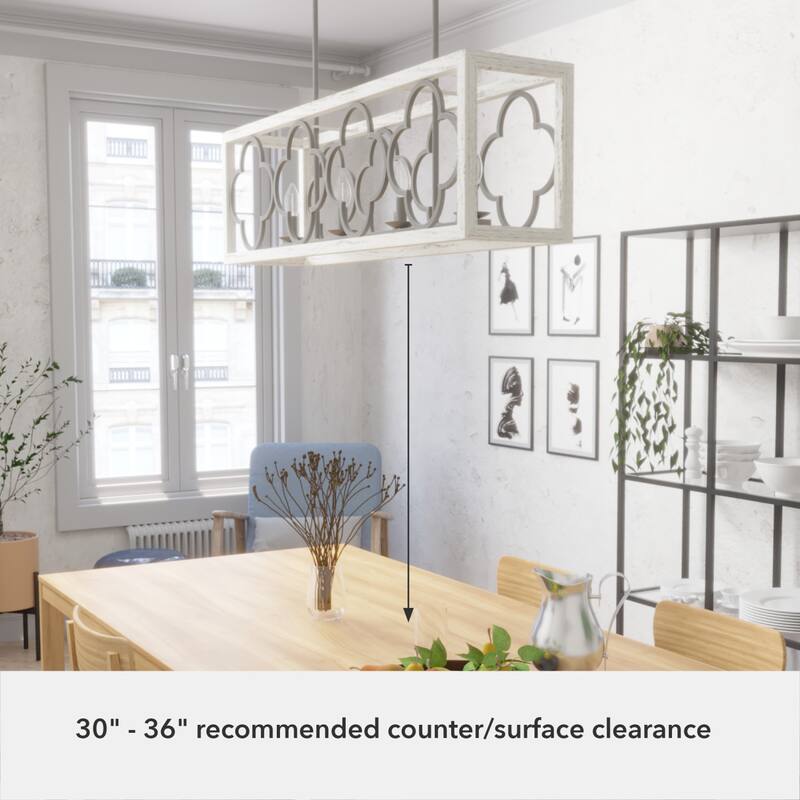 Hunter Gablecrest 4-Light Linear Chandelier - Kitchen Island, Dining Room - Modern Farmhouse, French Country, Distressed