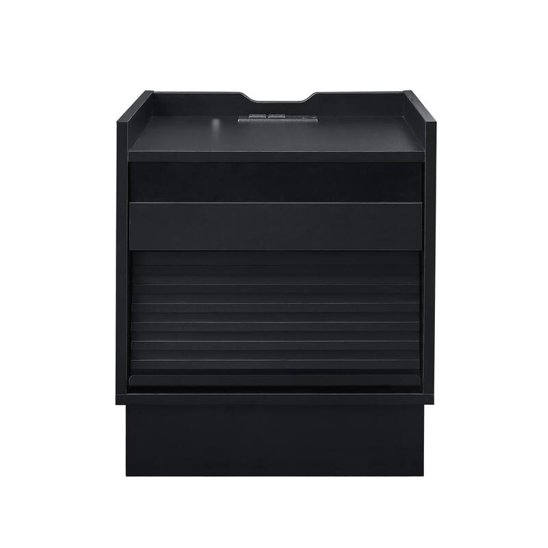 Mid Century Modern Nightstand with 2 Drawers and LED lights