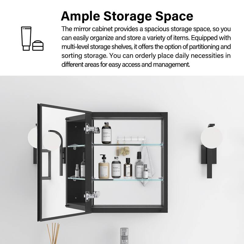 Rectangular Aluminum Medicine Cabinet with Mirror