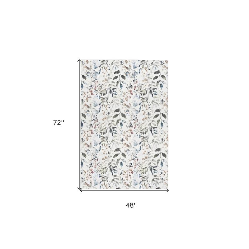 Lovu Power Loomed Floral Traditional Non Skid Low Pile Area Rug By HomeRoots