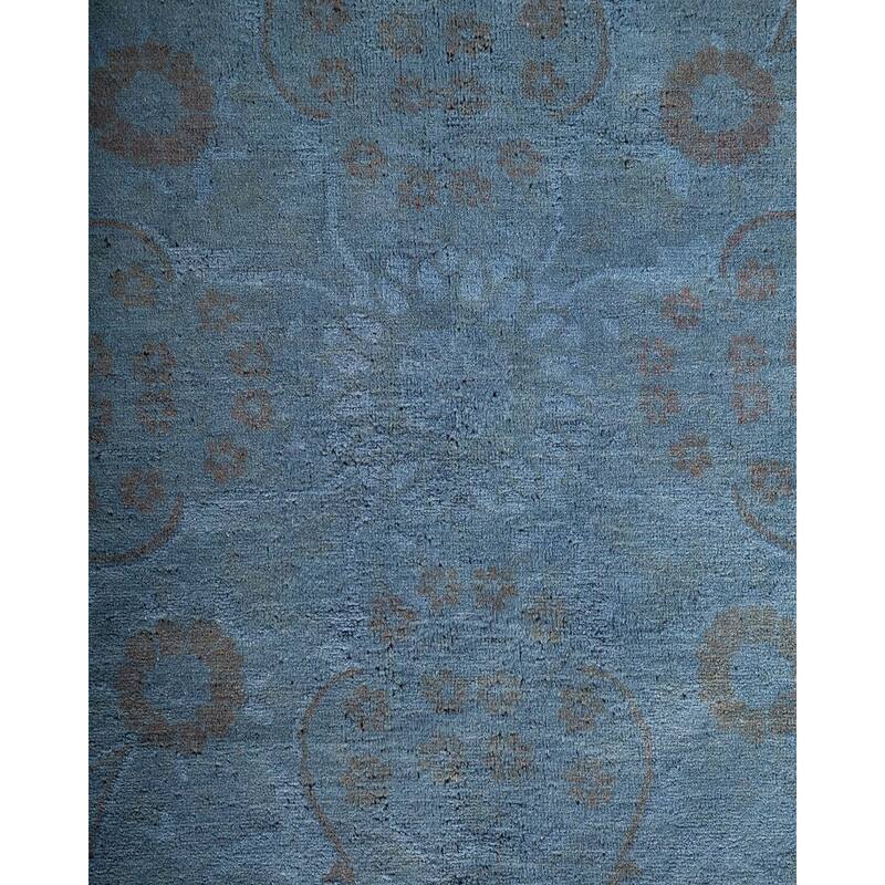 Overton Hand Knotted Wool Vintage Inspired Modern Contemporary Overdyed Gray Area Rug - 9' 2" x 11' 9"