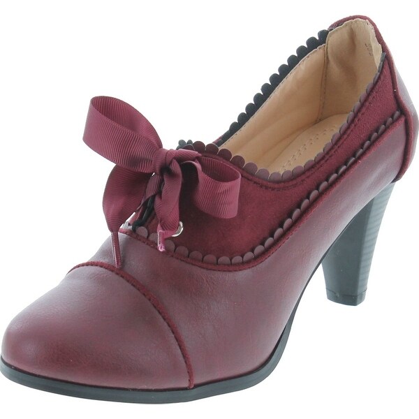 maroon lace up oxford heels vintage shoes chunky heel oxford pumps