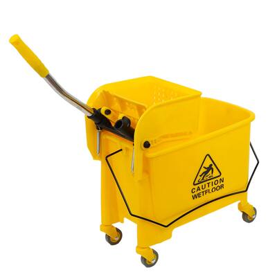 5.28 Gallon Commercial Mop Bucket Side Press Wringer on Wheels Cleaning - 23.5 x 10.75 x 27.5in