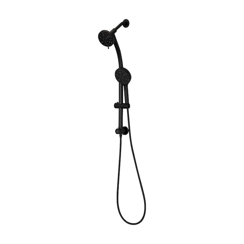 Topcraft Wall Mount Multi-Functional Dual Head Showerhead - Matte Black