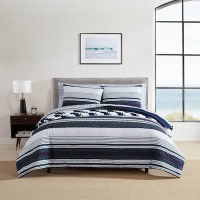 Nautica Lakefront Reversible Navy Comforter Bonus Set