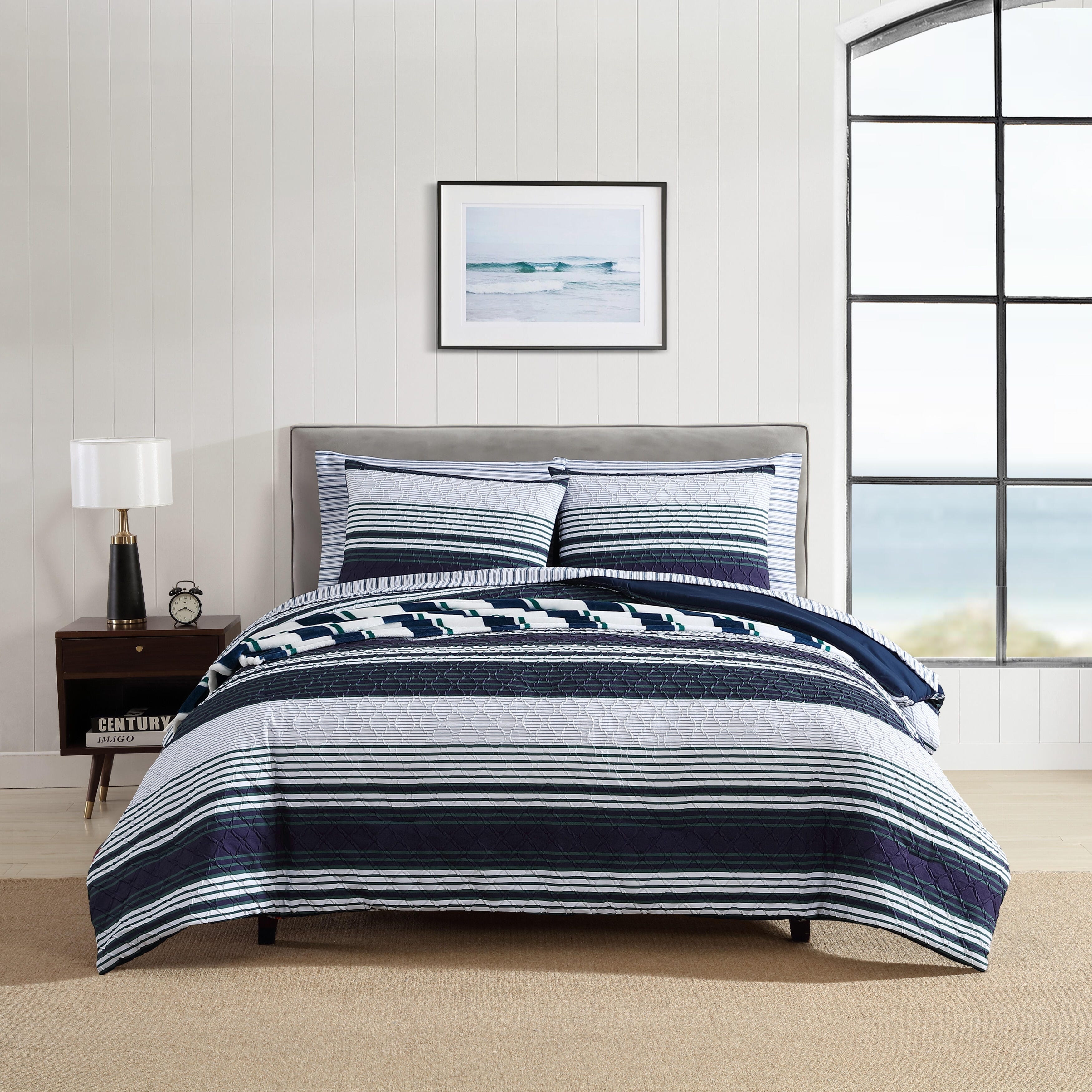 Nautica Lakefront Reversible Navy Comforter Bonus Set