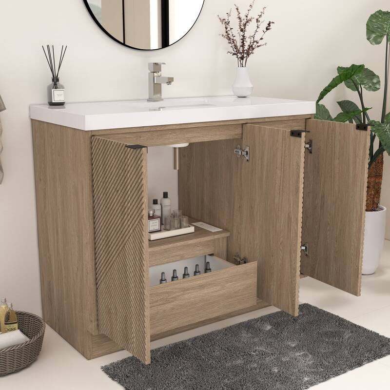 Milano 42" Freestanding (Left Doors) Bathroom Vanity with Reinforced Acrylic Sink