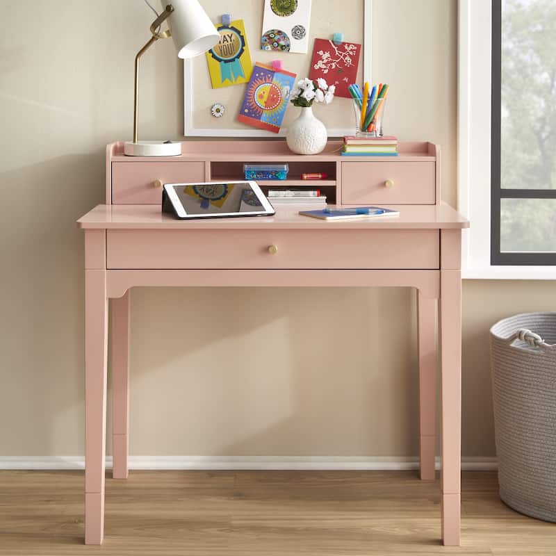 Lifestorey Keaton Desk with Hutch - Pink
