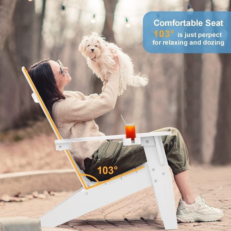 WINSOON All Weather HIPS Outdoor Adirondack Chairs with Cup-Holder Patio Chairs Set of 6