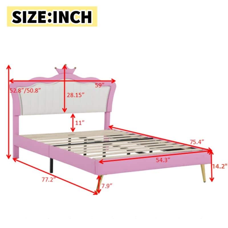 Modern Upholstered Princess Bed with LED Lights