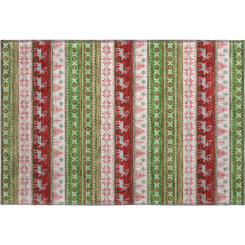 Premium Washable Super Soft Chritmas Stripes Mayfield Rug