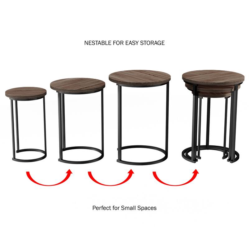 Lavish Home Round Living Room End Tables Nesting Tables, Set of 3