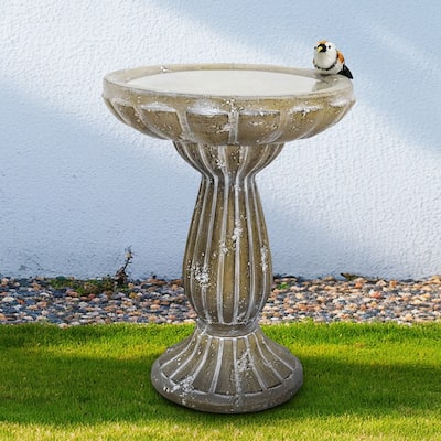 18.1in H Bird Bath for Garden -Concrete Construction Birdbath for Home