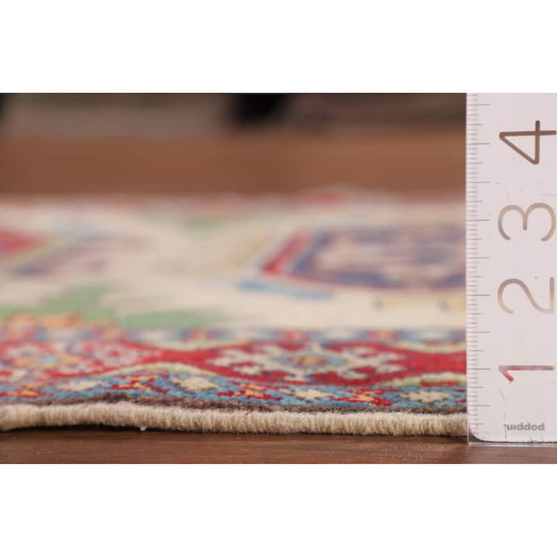 Beige Kazak Runner Rug Hand-Knotted Wool Carpet - 3'3" x 6'10"