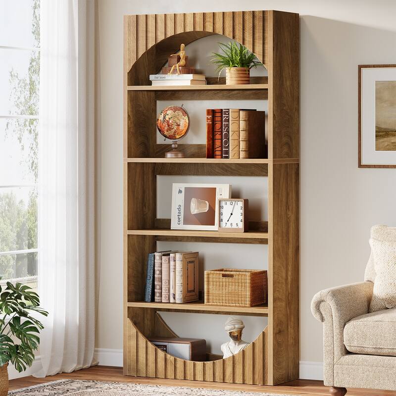 5-Tier Tall Bookshelf - Brown
