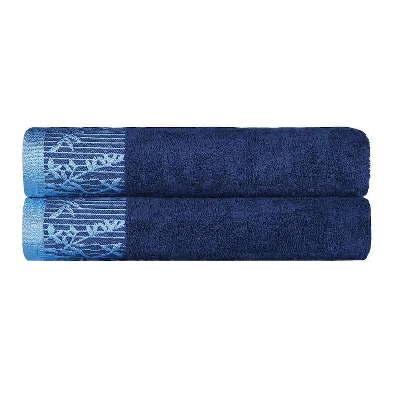Superior Wisteria Cotton Floral Jacquard Border Bath Towel Set