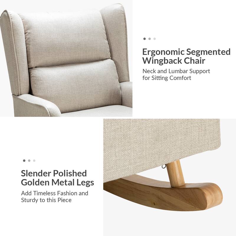 Antolin Modern Rocking Chair with Upholstery Removable Cushions Set of 2 by HULALA HOME
