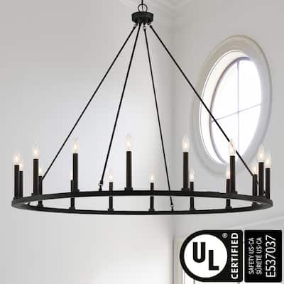 Farmhouse 16-light Wagon Wheel Chandelier - 47 inches