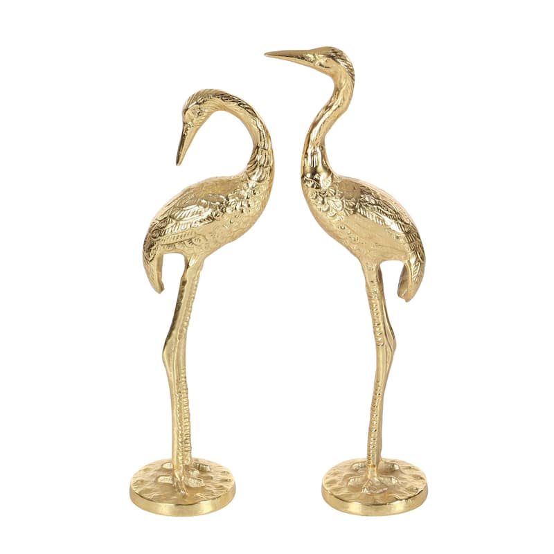 Aluminum Metal Flamingo Decorative Sculpture - Set of 2 Gold - Roche River Decor - Gold