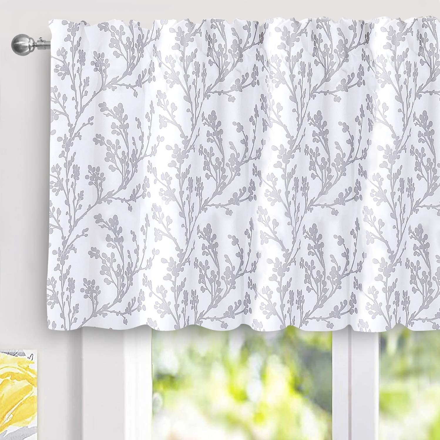 DriftAway Sarah Floral Tree Branch Pattern Thermal Insulated Blackout Window Curtain Valance - 52'' width x 24'' length