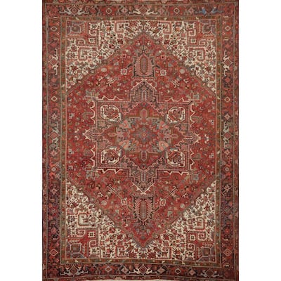 Hand Knotted Oriental 100% Wool Carpet Traditional Medallion Red Heriz Area Rug - 12' 8'' X 9' 11''