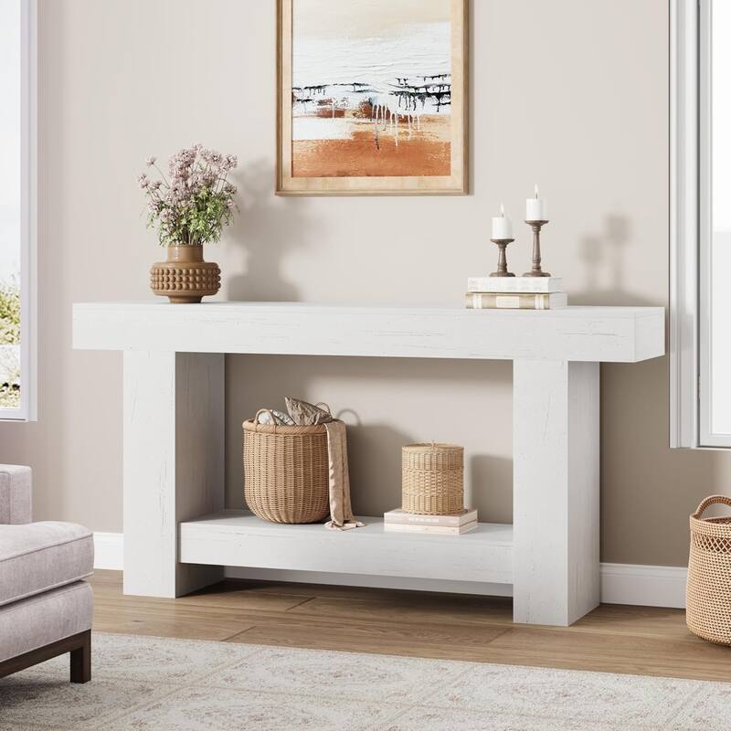 62.9" Narrow Console Table with Storage Rectangular