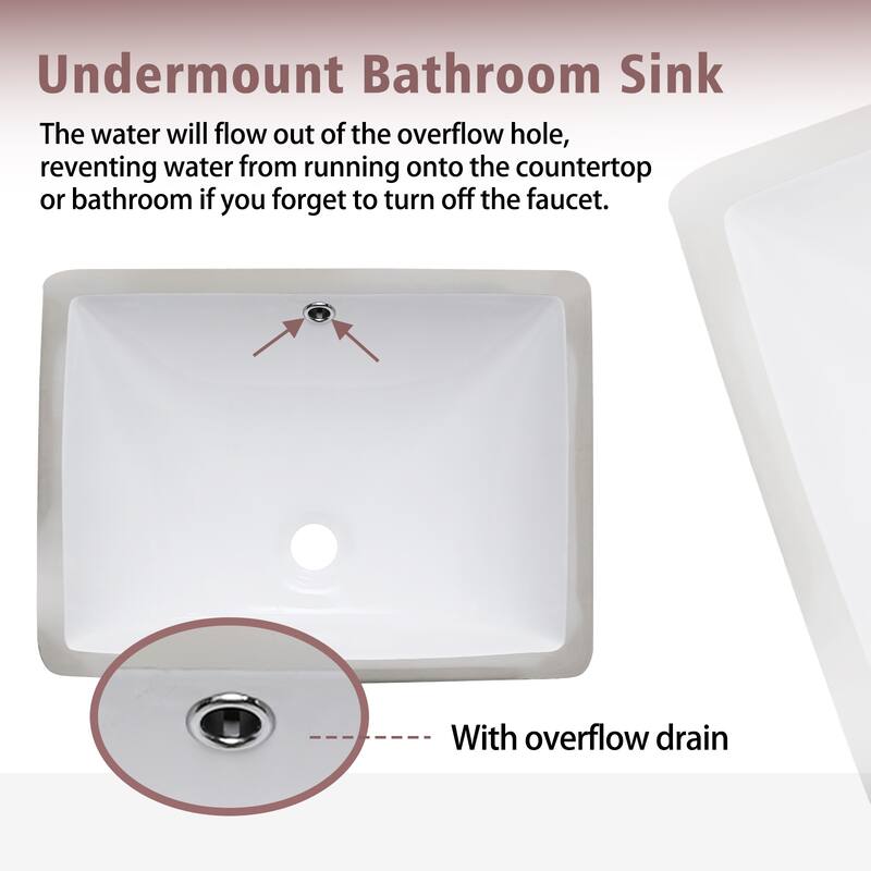PROOX 20 in. Bathroom Rectangular Ceramic Undermount Sink