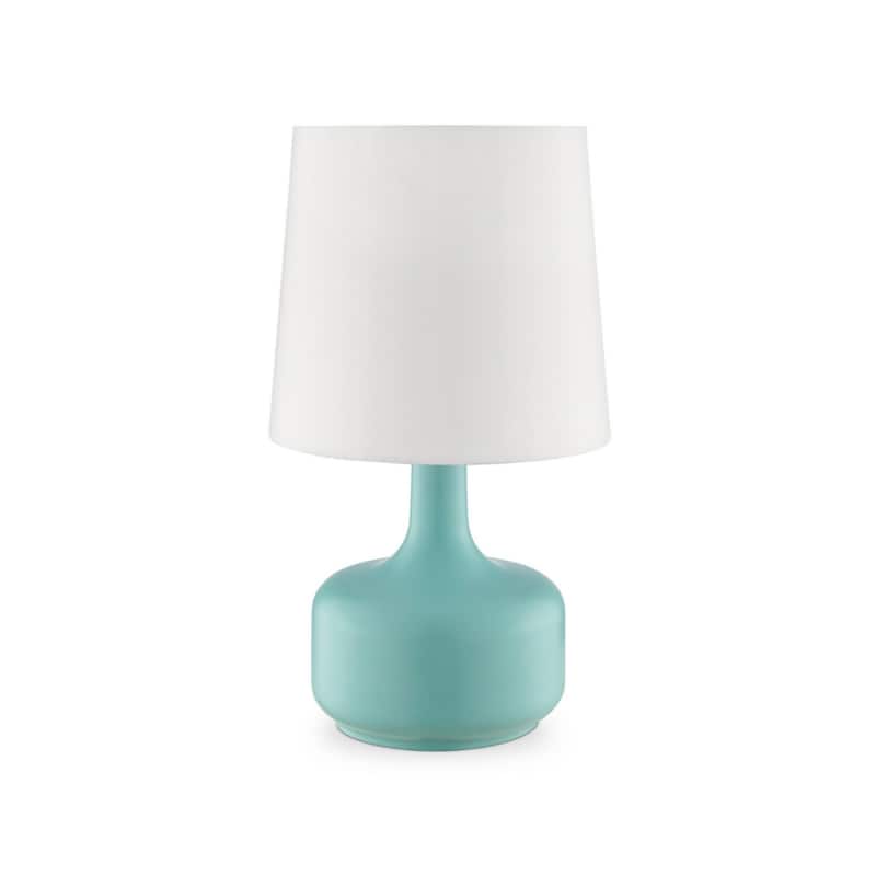 Metal Touch Table Lamp with White Linen Empire Shade - 10” x 10” x 17.25” (D x W x H)