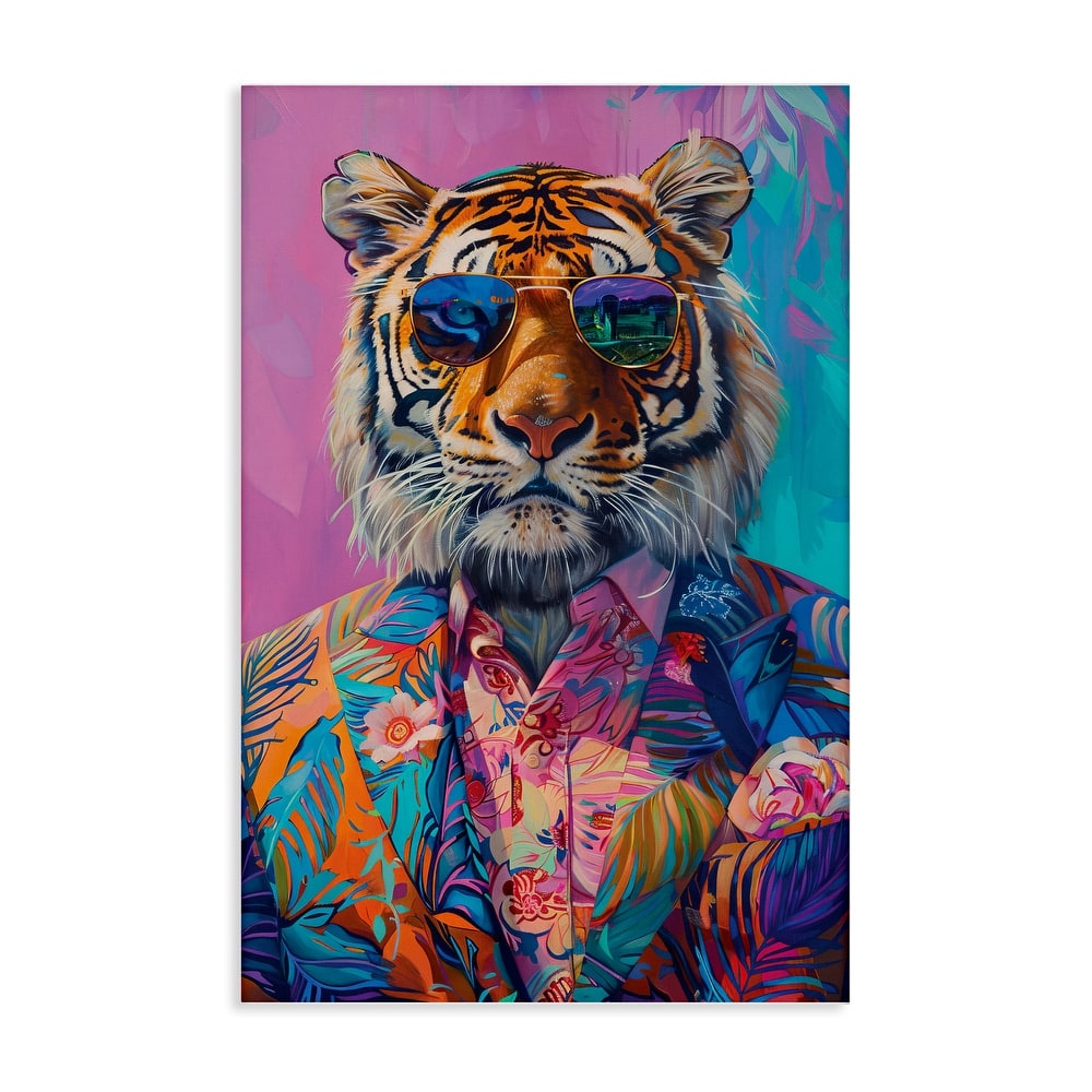 Stupell Bright Tropical Fashion Tiger Canvas Wall Art Design By LSR Design Studio