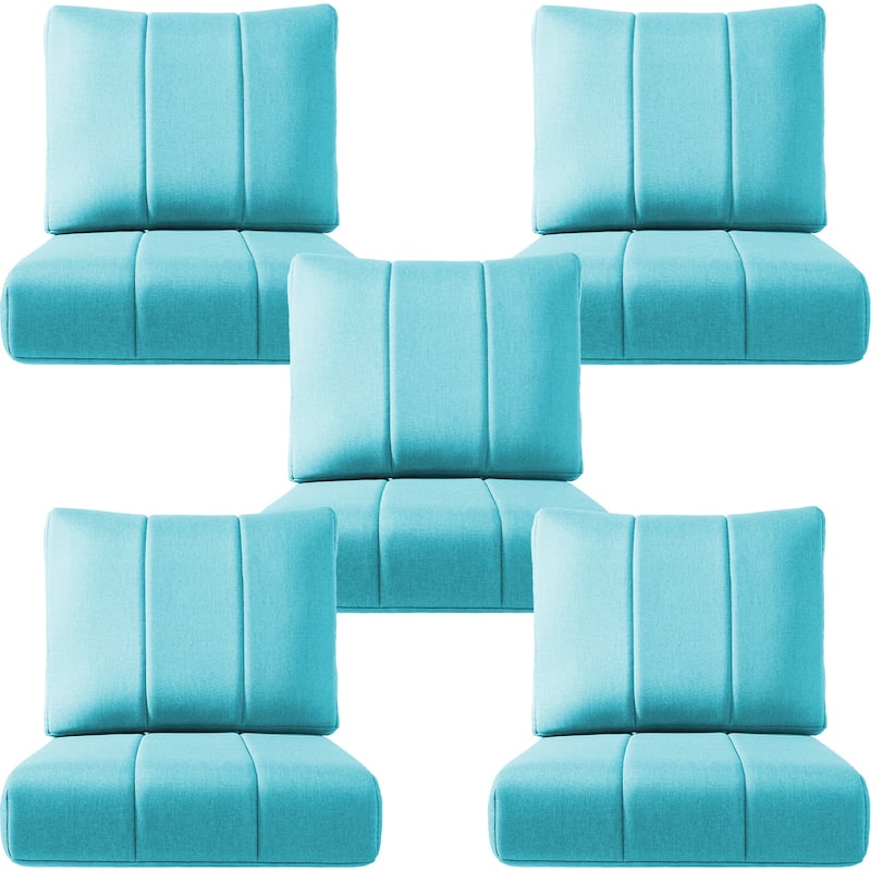 Ivora 24" W x 24" D x 6" T Water & Fade Resistant Outdoor Lounge Chair Replacement Cushion Set - 5 Sets - Light Blue