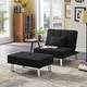 preview thumbnail 1 of 16, Modern Fabric Single Sofa Bed with Ottoman, Convertible Folding Futon Sofa Chair, Lounge Chair Set with Metal Legs Black