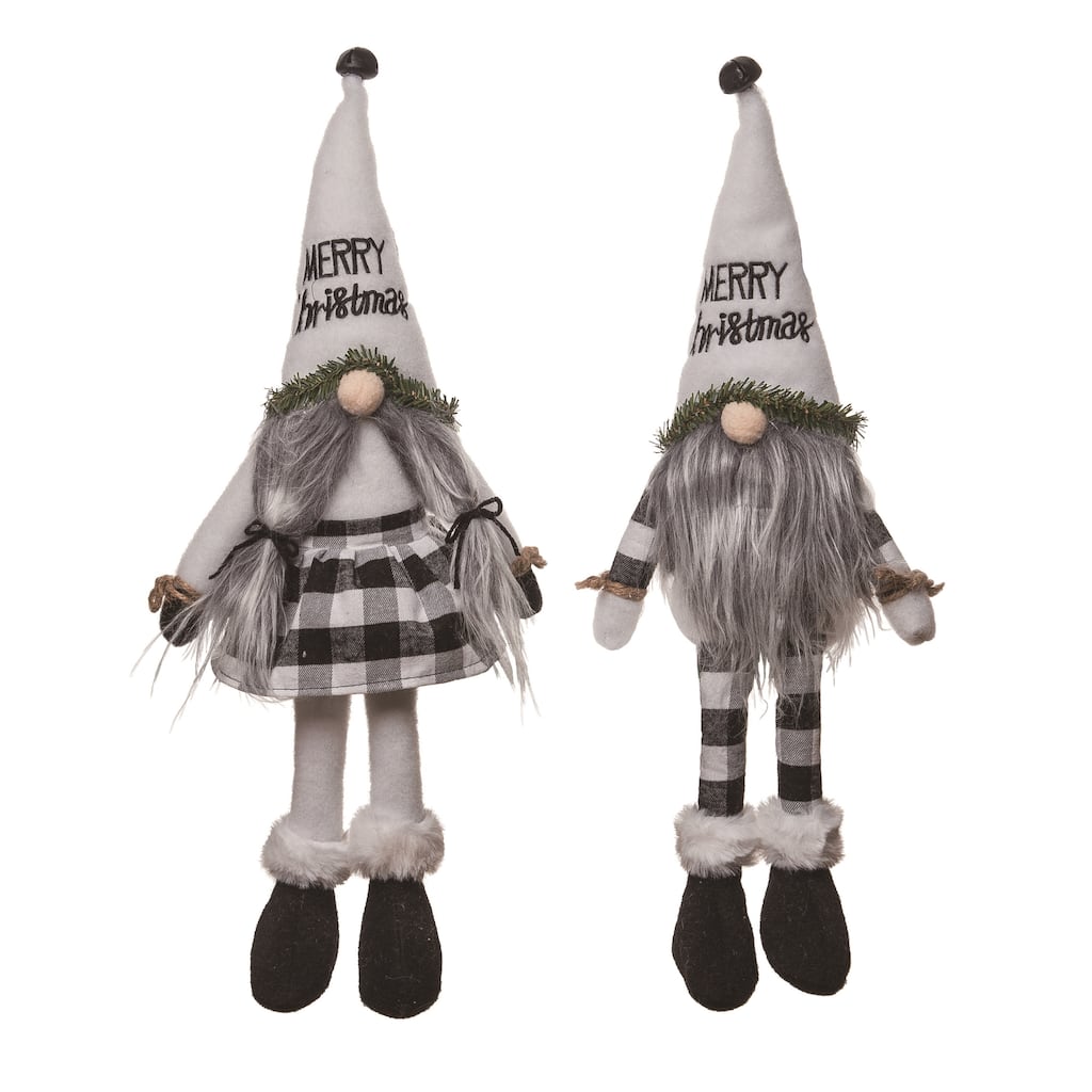 Transpac Plush Country Christmas Gnome Sitter Set of 2 Christmas Home Decorations